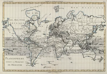 Carte du monde utilisant la projection de Mercator, extraite de l